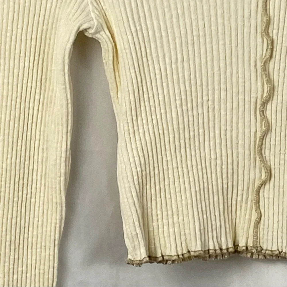 O’Neill Cream Ribbed Y2K Long Sleeve Cropped Top Size Small - Picture 10 of 16
